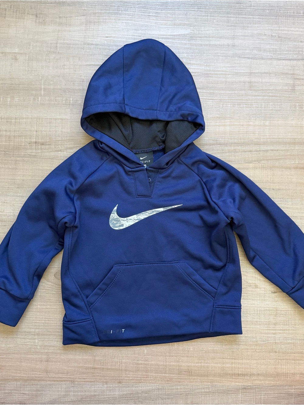 Baby Nike Navy Pullover Hoodie with Silver Swoosh